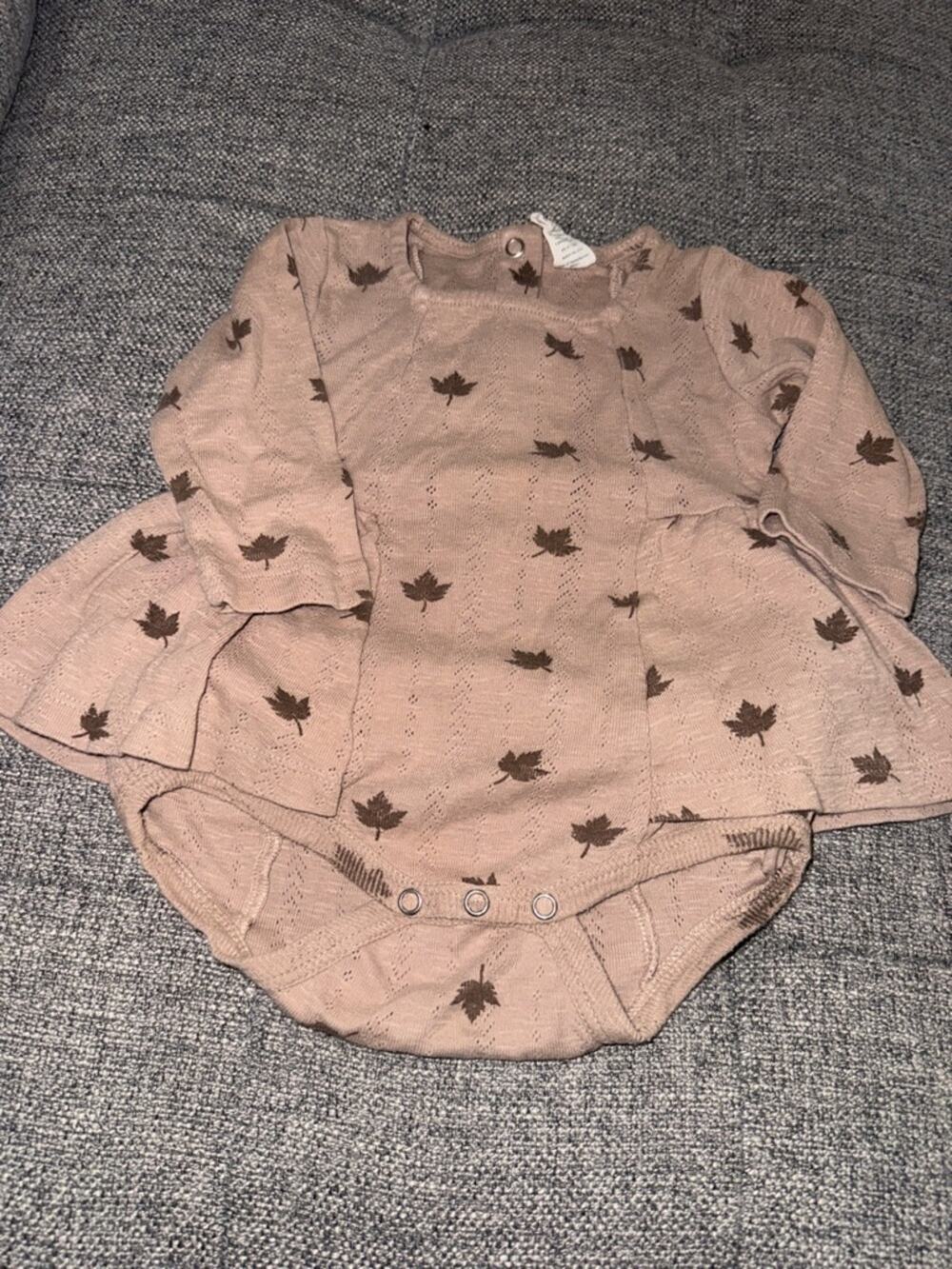 Kate Quinn long sleeve one piece skirt fall leaf print size 6-12 months